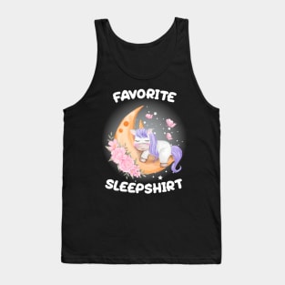 Cute Little Unicorn Sleeping on The Moon Nap Favorite Sleep time Pajama Tank Top